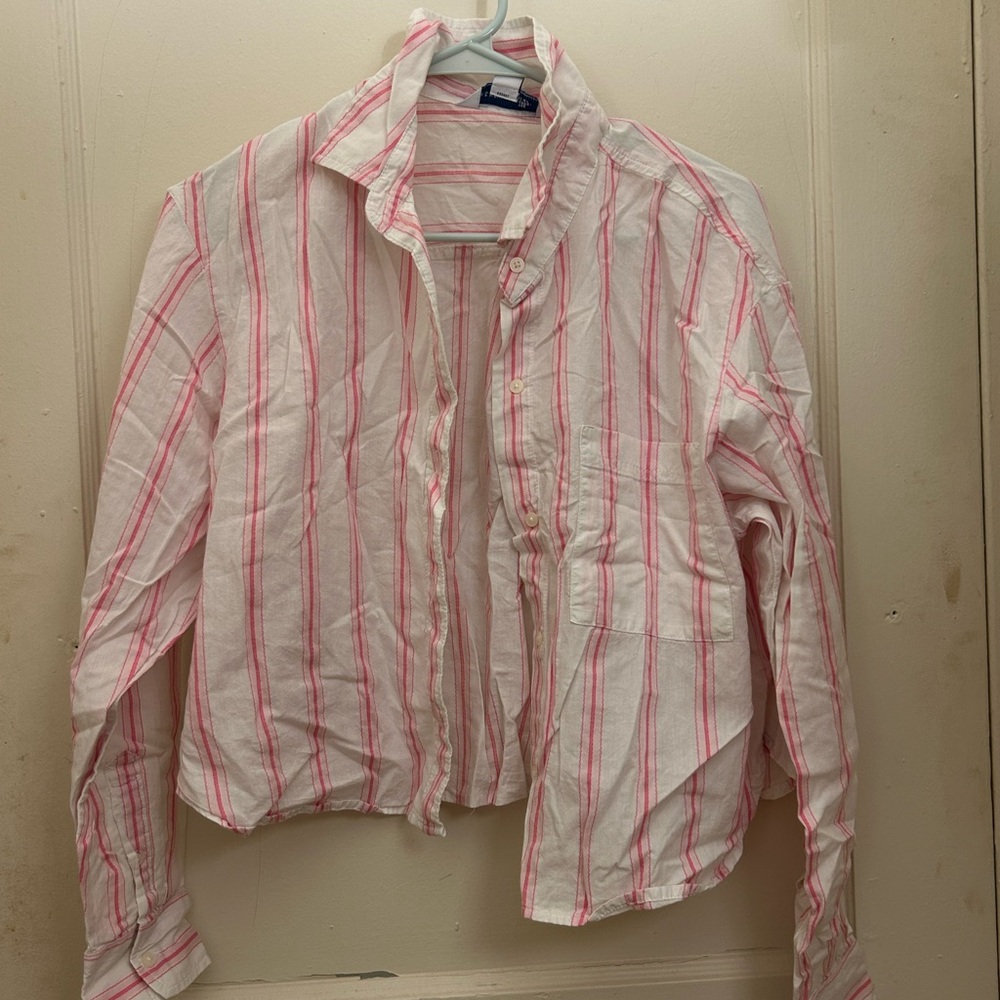 Old Navy Pink and White Striped Shirt